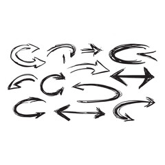Hand Drawn Arrows Vector Set - Sketch Style Curved and Straight Arrow Icons