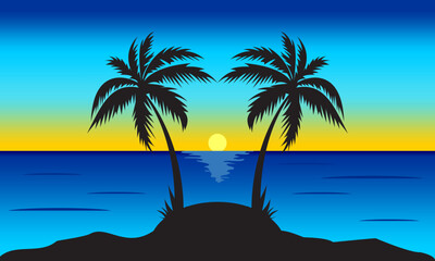 Coconut tree on the night bea...