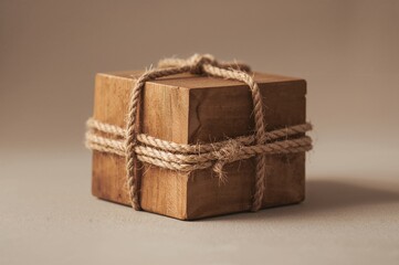 Obraz premium Rope-Bound Wooden Cube