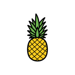 Illustration of a pineapple isolated on white background, a tropical fruit with sweet and sour taste