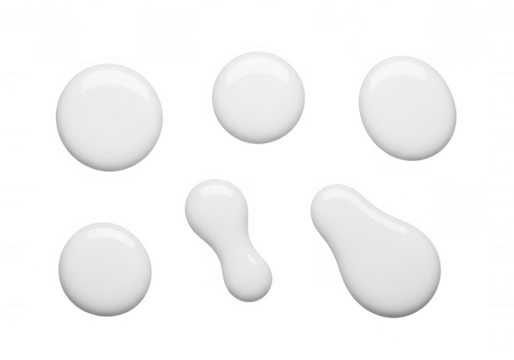 White liquid drops on black isolated on a transparent background