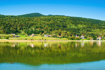 Beautiful lake Sabljaci near Ogulin in Lika, Croatia, popular tourist destination