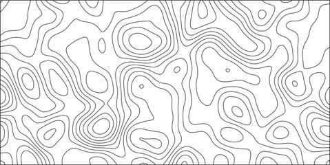 Abstract topographic contour lines forming a continuous organic pattern on a white background representing a stylized map or terrain visualization