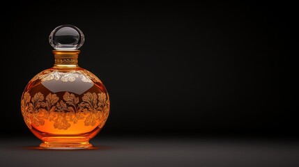 Elegant Amber Perfume Bottle with Gold Accents