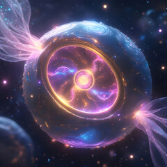 A fantasy-style glowing magical cell, swirling with vibrant internal energy.