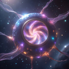 A fantasy-style glowing magical cell, swirling with vibrant internal energy.