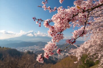 Blooming Cherry Blossom Trees in Springtime