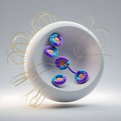 A minimalist 3D model of a dividing nucleus, showing simplified structures.