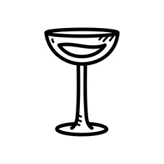 Drink Doodle Illustration with Transparent Background Line Art Style Depicting Simple Glass with Liquid Perfect for Digital Designs and Creative Projects