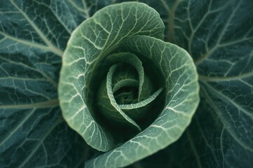 Obraz premium Close-up of a Savoy cabbage leaf texture