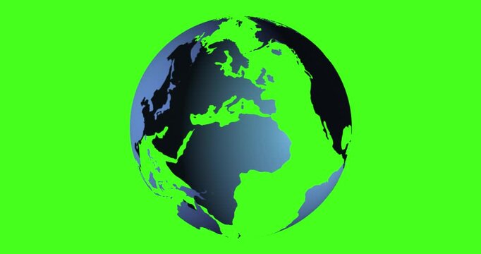 Rotating earth globe in green background