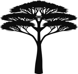 Obraz premium Silhouette of a distinctive acacia tree against a white background