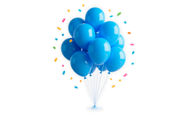 colorful balloons on blue background