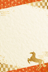 2026年　午年の年賀状　和柄　和紙の背景