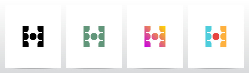 Connected Pieces Geometric Abstract Letter Initial Logo Design H