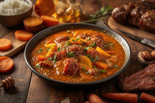 Authentic Persian Acem pilaf featuring carrots and meat