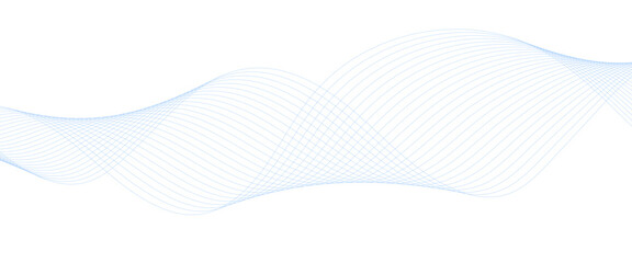 Blue dotted wave line pattern. Flowing dot particles wave pattern halftone black gradient smooth curve shape isolated on transparent background.