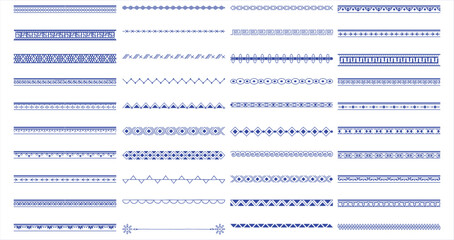 Collection of Blue Decorative Borders and Ornate Line Designs