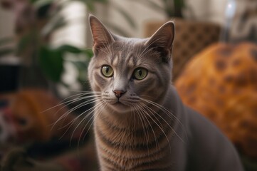 The feline is a mammal from the Felidae family, tracing its lineage back to the Siberian tiger. It is often referred to as a domestic cat.