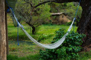 Relaxing place with a hammock in the countryside of Cajamarca