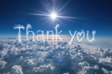 Words formed by clouds under bright sunlight.