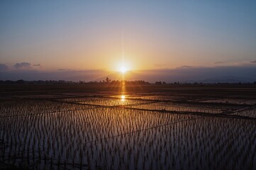 Early morning ambiance before sunrise, calm and serene setting