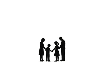 Silhouette of a family holding hands. Family celebration.