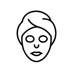 Minimalistic illustration of a woman with a face mask at home  
