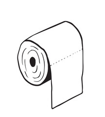 Toilet paper vector illustration. Hand drawn toilet paper roll. 