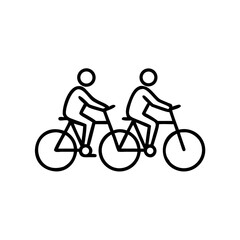 Obraz premium Two people riding bicycles in a simple line art style 
