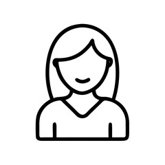 Fototapeta premium Line drawing of a woman with long hair smiling 