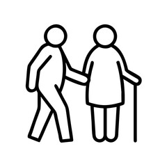 Elderly couple walking together with support for mobility outdoors  