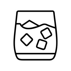 Glass of whiskey with ice cubes on white background  