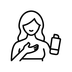 Young woman applying hand cream while smiling in minimalist style  