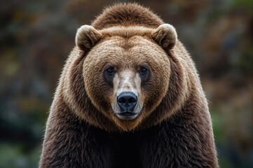Obraz premium Close-up of a large brown bear approaching the lens