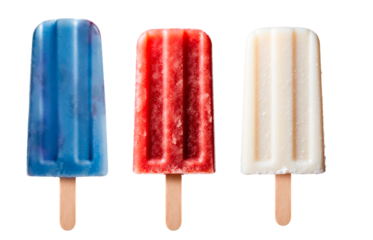 a set of white, red and blue ice cream on a stick