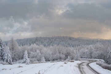 Snow-covered winter playground