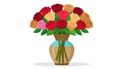 Beautiful Bouquet of Roses in a Vase.