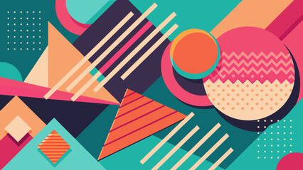 Geometric shapes in a retro style abstract background