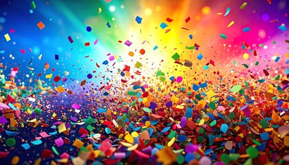 Colorful confetti explosion celebration party background.