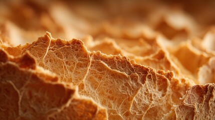 Golden Bread Crust Macro Image Capturing Unique Texture and Detail