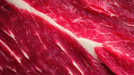 Close-Up of Raw Beef Texture Highlighting Marbling and Fat Detail