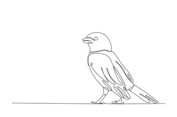 Flying sparrow bird in continuous one line drawing. Single line art illustration of cute sparrow bird. Editable vector.