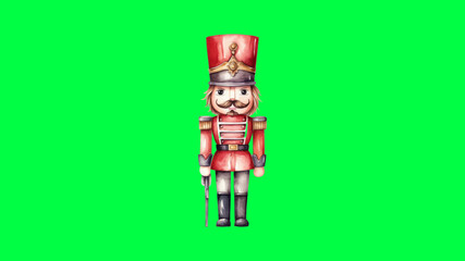 Obraz premium Nutcracker representation celebration on green screen background