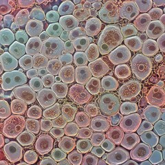 Intricate Cellular Wonder: A Macro Journey into Vibrant, Dynamic Textures, Subtle Reflections, and Radiant Details Revealed through the Cellscopeq Technique.