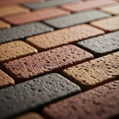 Minimalist Macro Encounter: Textured Microbrick Surfaces Illuminated by Ambient Light, Revealing Refined Material Interplay, Understated Architectural Sophistication in Subtle Detail