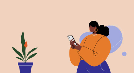 Modern woman using smartphone representing digital communication and connected lifestyle