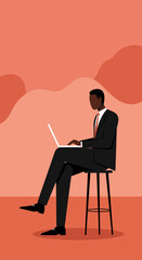 Professional man in suit working on laptop representing digital business and remote productivity