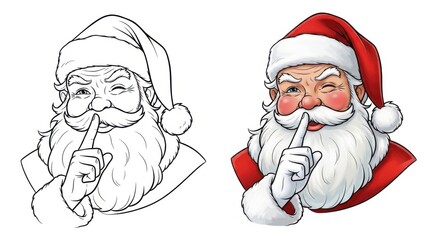 Santa Claus keeping a Christmas secret with his finger on his lips