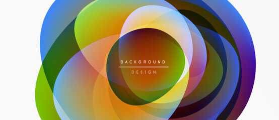 Obraz premium Abstract colorful circles overlap, creating dynamic visual effect. Text reads background design within central area.